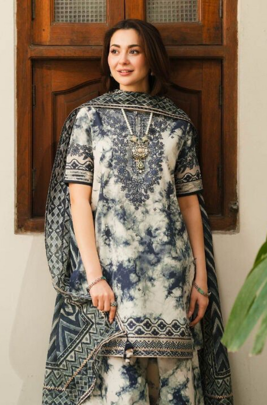 Sapphire - 3PC Dhanak Digital Printed Suit (Unstitched) - US041