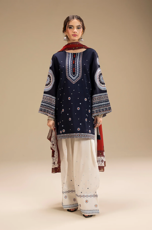 Ethnic  - 3PC  Dhanak Embroidered Suit (Unstitched) - US0157