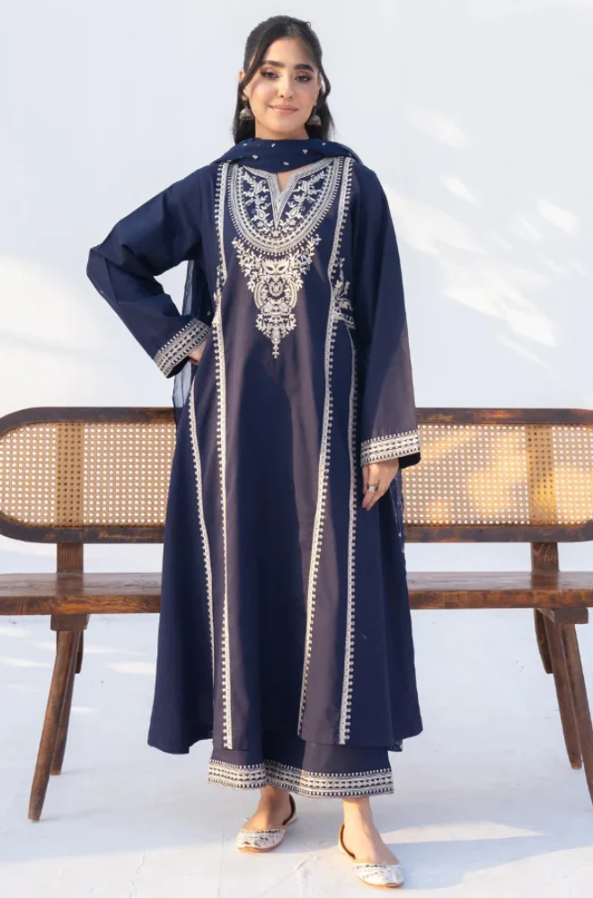 Rozana - 3PC Lawn Embroidered Suit (Unstitched) - UPF0136