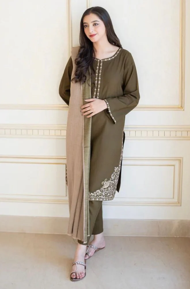Asling - 3PC Unstitched Dhanak Embroidered Suit - UH162
