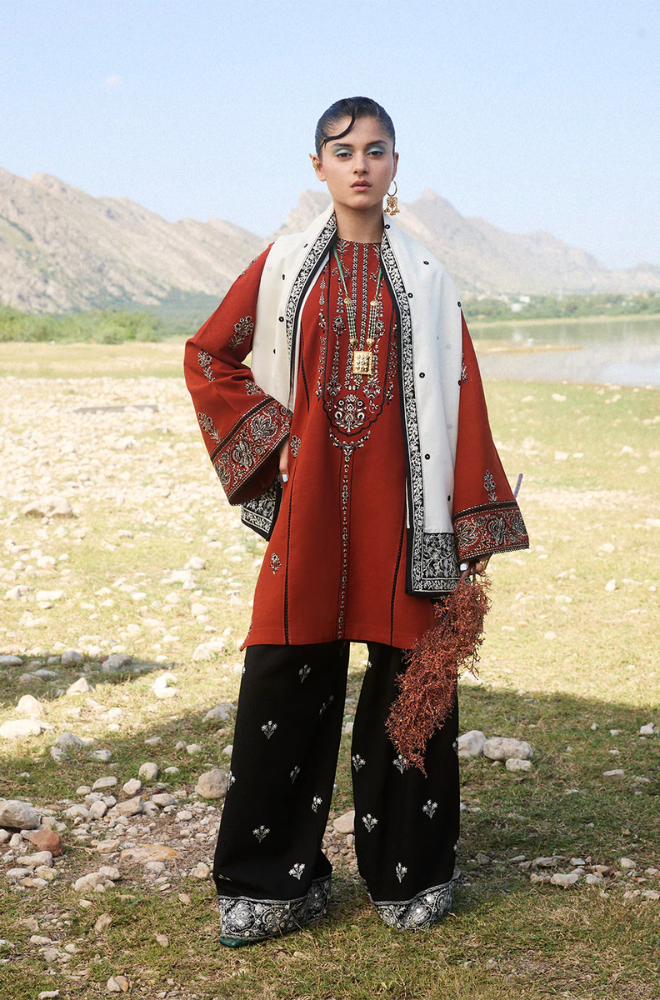 Elan - Premium- 3PC Unstitched Dhanak Embroidered Suit - US120