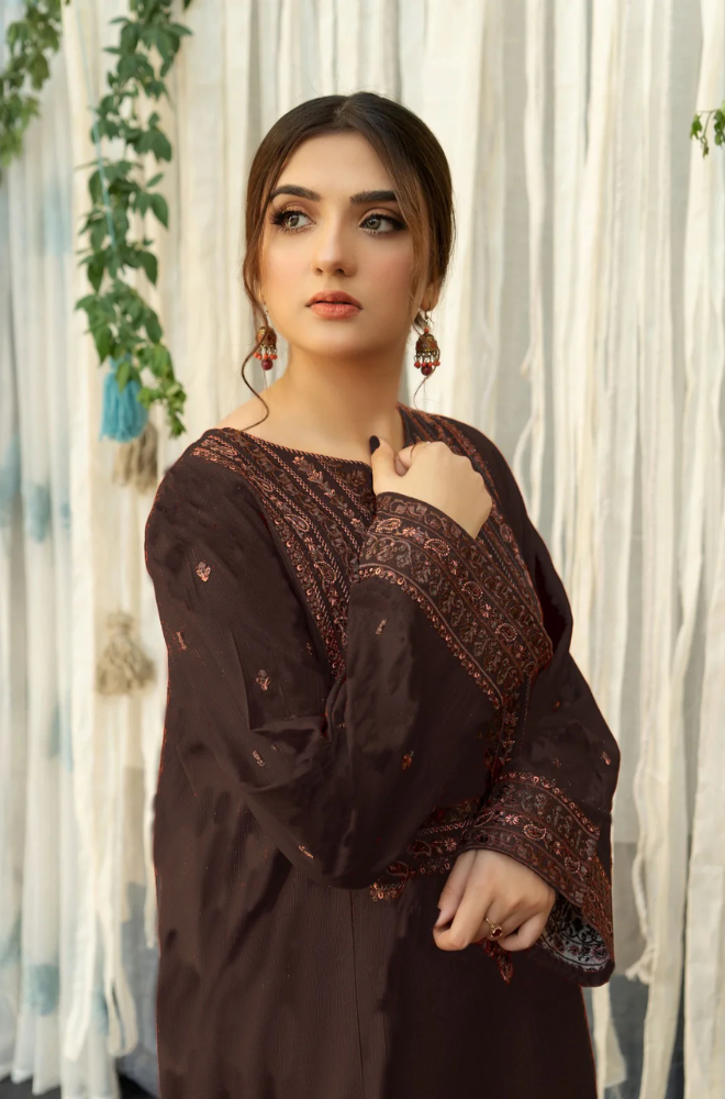 Urge - 3PC Unstitched Dhanak Embroidered Suit - UH241