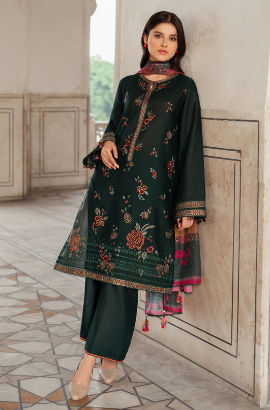 Jazmin - 3PC Unstitched Dhanak Embroidered Suit - UH242