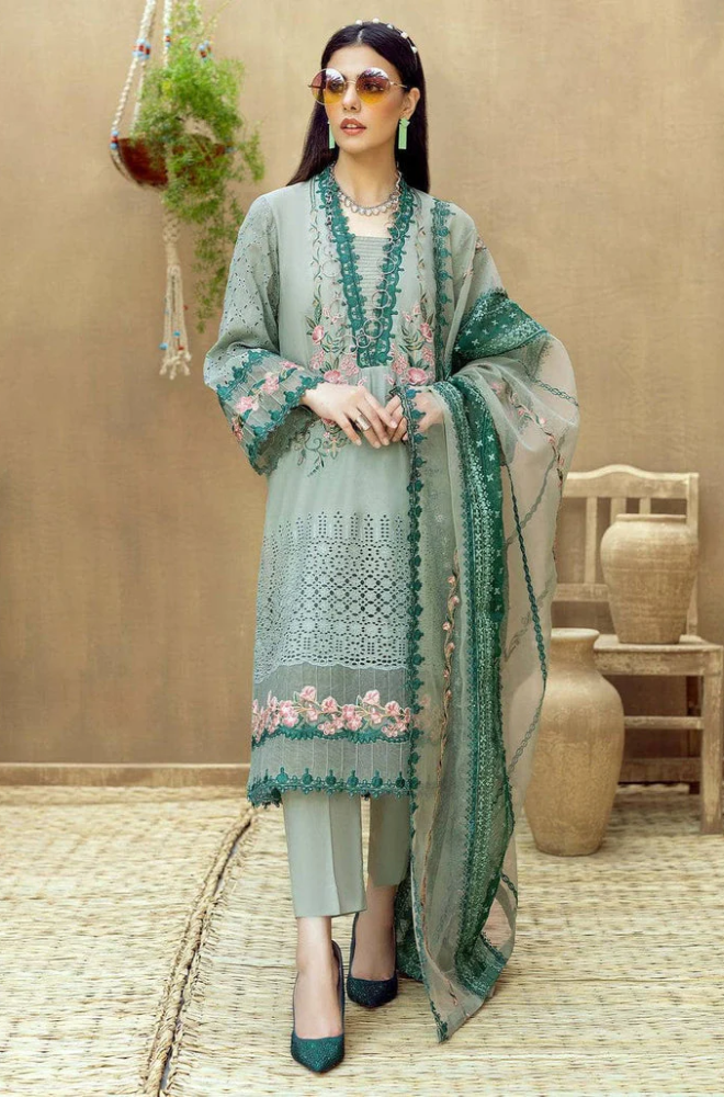 jazmin- 3PC Lawn Embroidered Suit (Unstitched) - UPHB0157