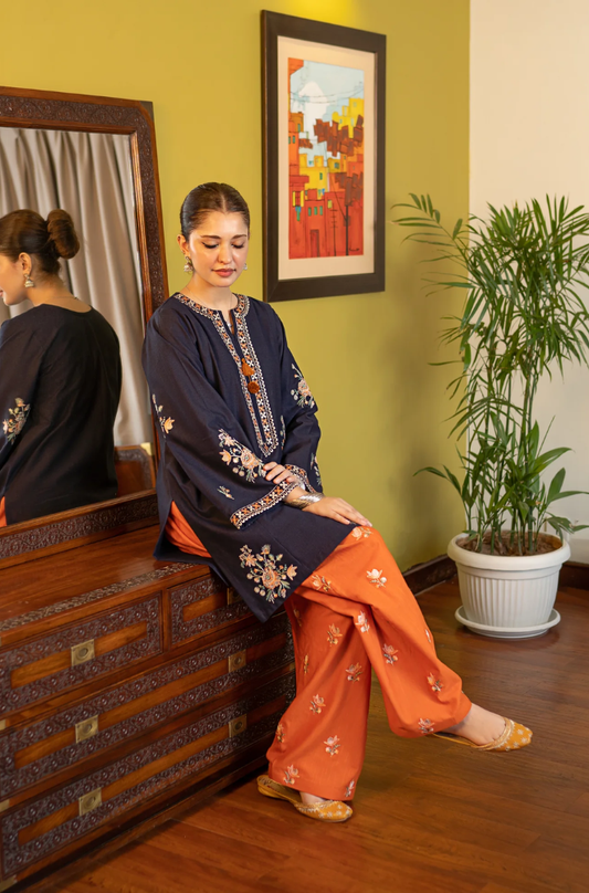 Urge - 2PC Dhanak Embroidered Suit (Unstitched) - UH327