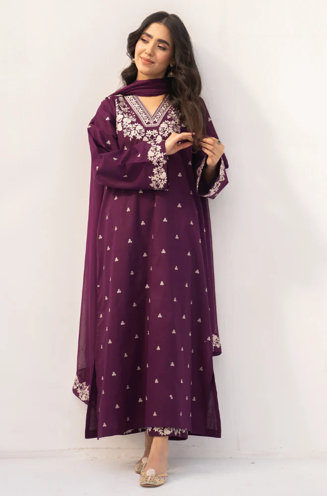 Rozana - 3PC Unstitched Dhanak Embroidered Suit - UH244