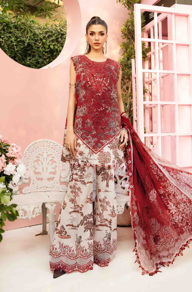 Maria B - 3PC Printed Banadora Lawn Suit (Unstitched) - UH0166