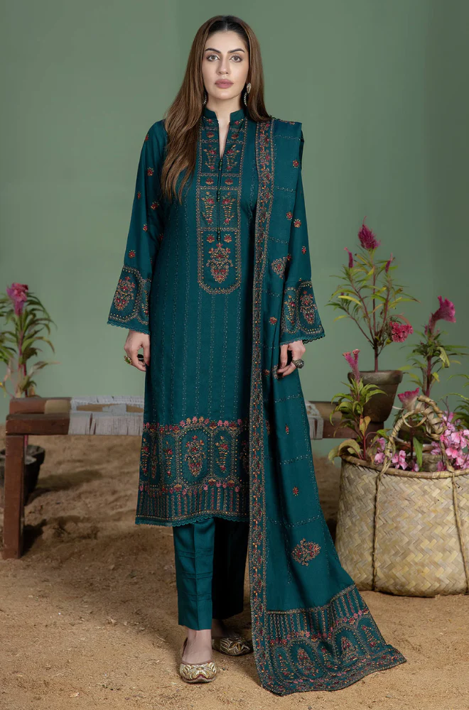 Mohagni - Winter 3PC Dhanak Embroidered Suit (Unstitched) - UPA013