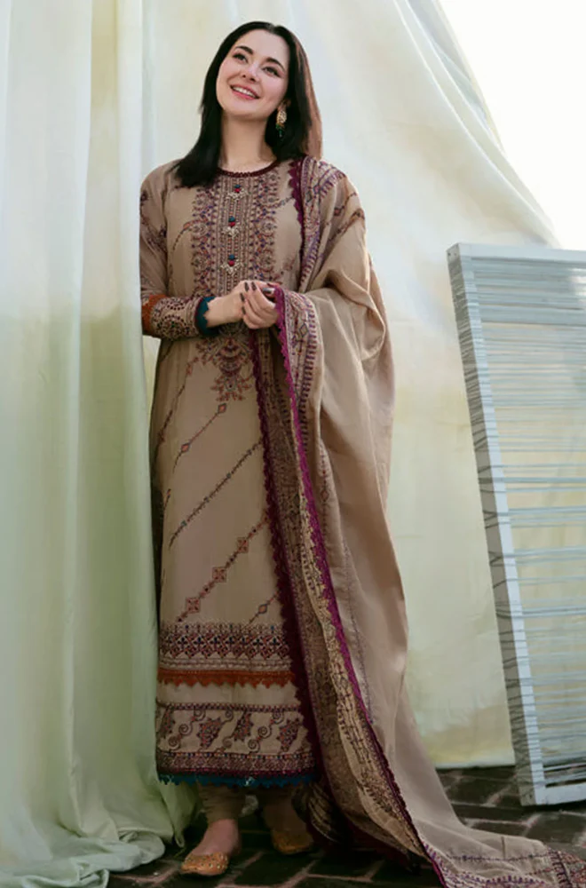 Florent - 3PC Unstitched Dhanak Embroidered Suit - UH232
