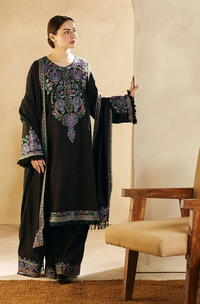 Zara Shahjahan - 3PC Unstitched Dhanak Embroidered Suit - US227