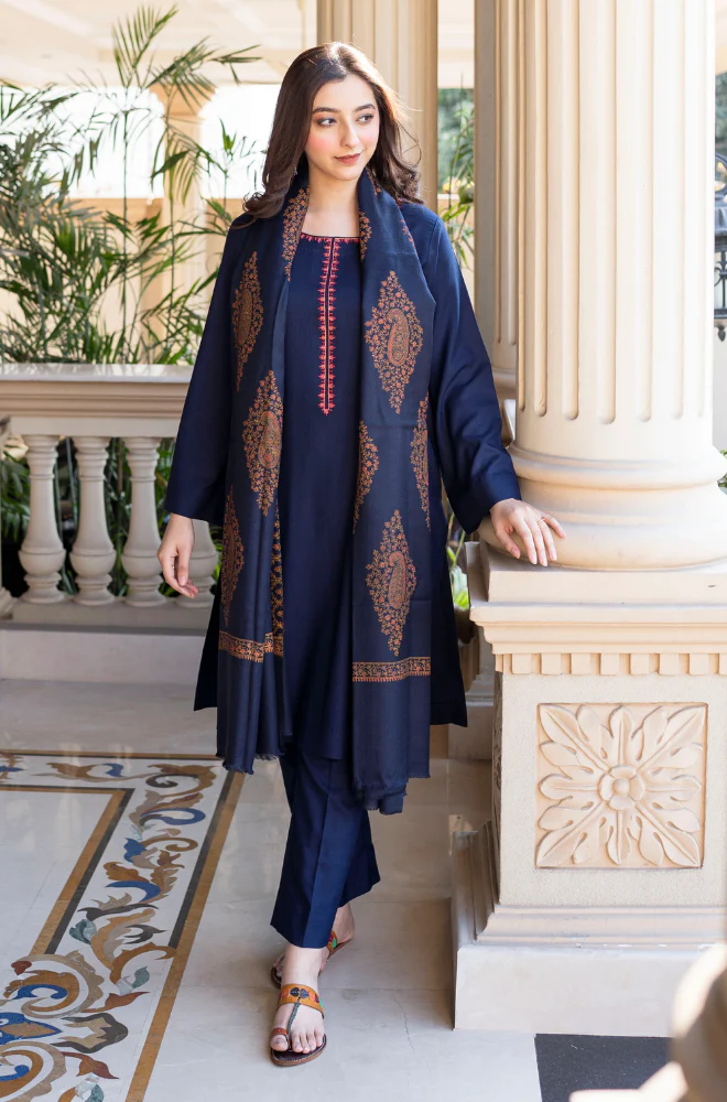 Asling - 3PC Unstitched Dhanak Embroidered Suit - UH246
