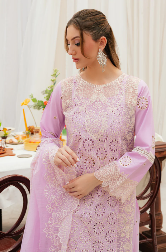 Mahnur - 3PC Unstitched Lawn Embroidered Suit - UA284