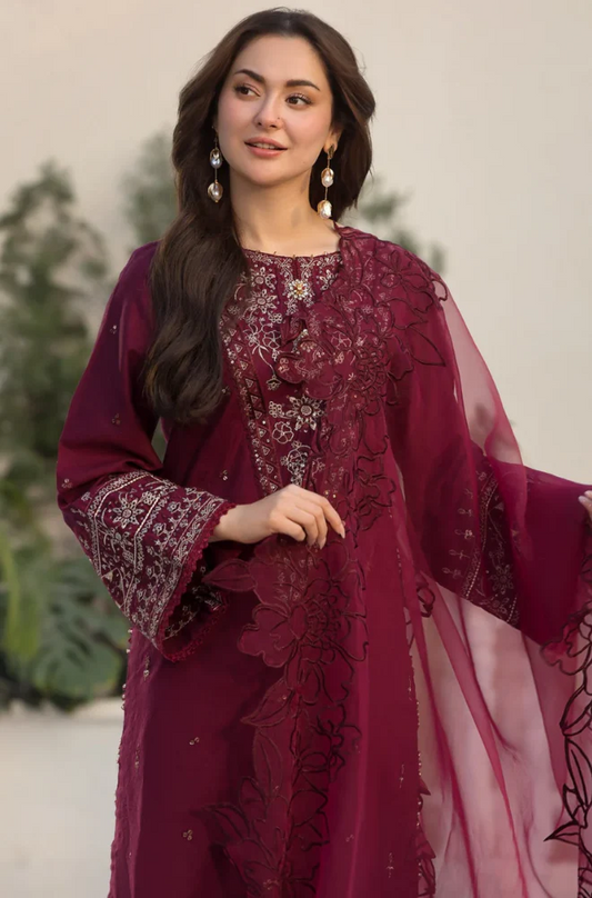 Allys - 3PC Dhanak Embroidered Suit (Unstitched) - US198