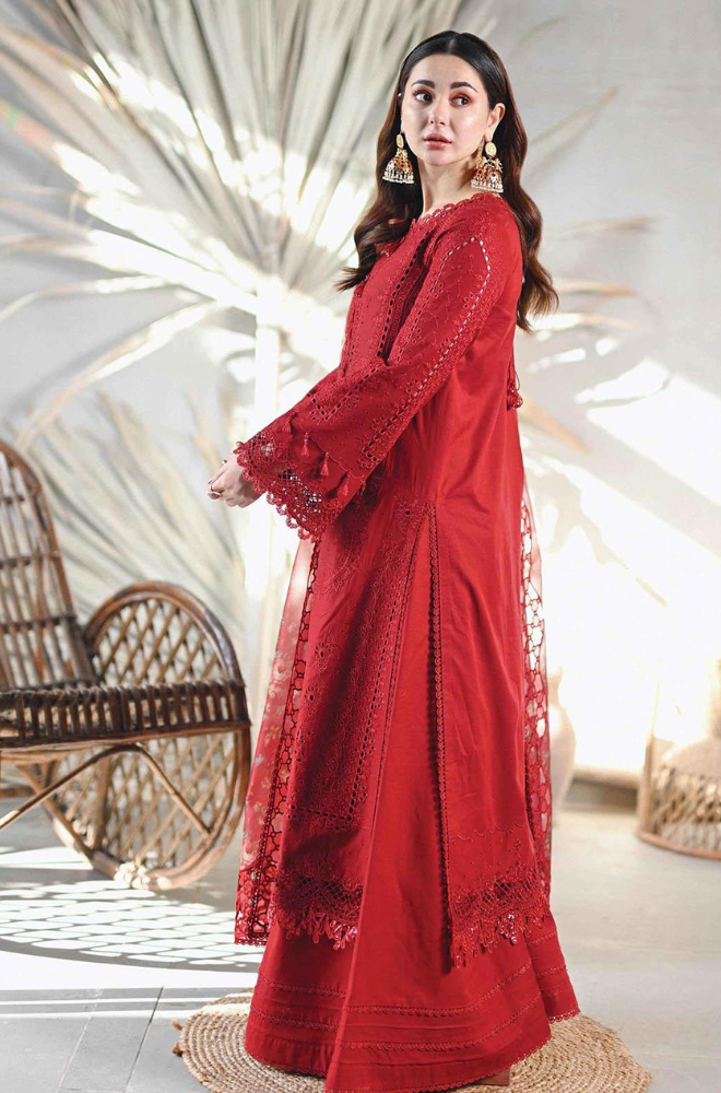 Qalamkar - 3 Piece Lawn Chicken Kari Embroidered Suit - UPJ032