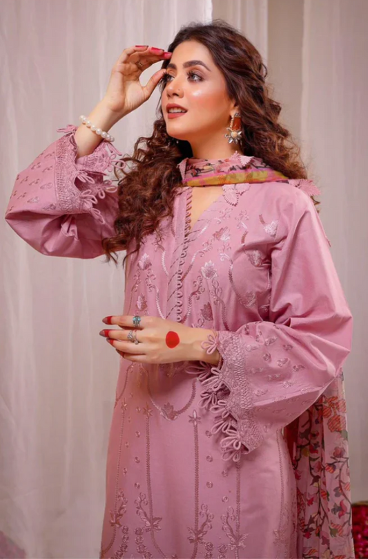 Coco By Zara Shahjahan - 3PC Dhanak Embroidered Suit (Unstitched) -US176