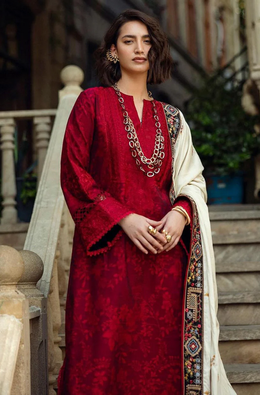 Mushq - 3PC Dhanak Embroidered Suit (Unstitched) - UH192