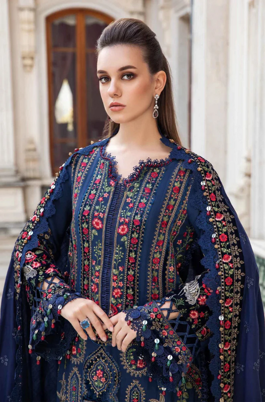 Maria.B - 3PC Unstitched Dhanak Embroidered Suit - UH172