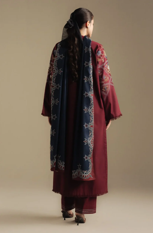 Zara Shahjahan - 3PC Unstitched Dhanak Embroidered Suit - UH286