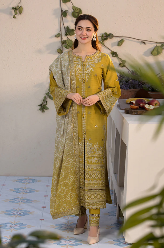 Laam - 3PC Unstitched Dhanak Embroidered Suit - US146