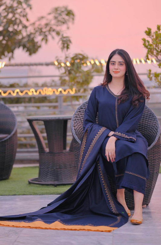 Asling - 3PC Unstitched Dhanak Embroidered Suit - UH167