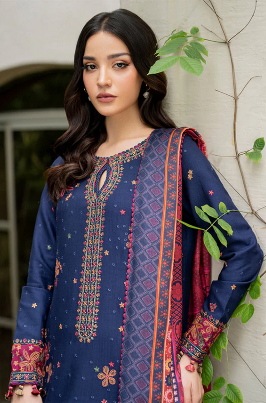 Jazmin - 3PC Dhanak Embroidered Suit (Unstitched) - US196