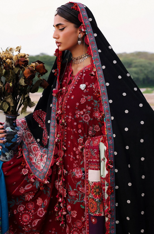 Hussain Rehar - 3PC Unstitched Lawn Embroidered Suit - UA241