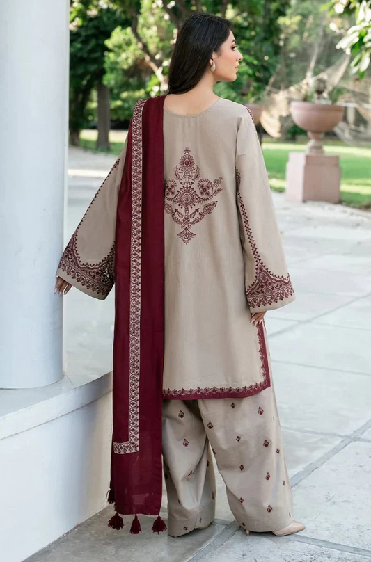 Baroque - 3 Piece Dhanak Embroidered Suit (Unstitched) - UH005