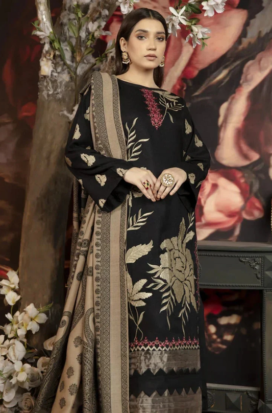 Marjjan - 3PC Dhanak Embroidered Suit (Unstitched) - UH190