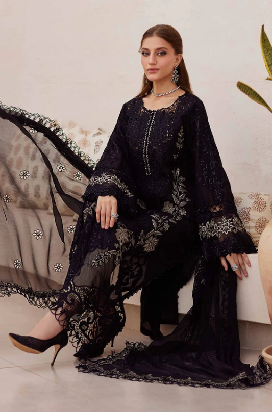 Maria.B - 3PC Unstitched Dhanak Embroidered Suit - US126