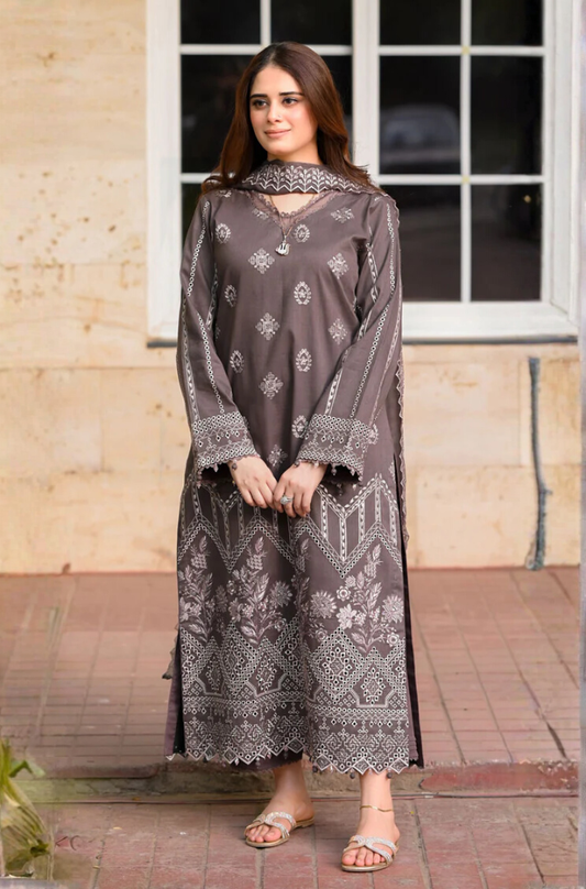 Sapphire - 3PC Unstitched Dhanak Embroidered Suit - UH237