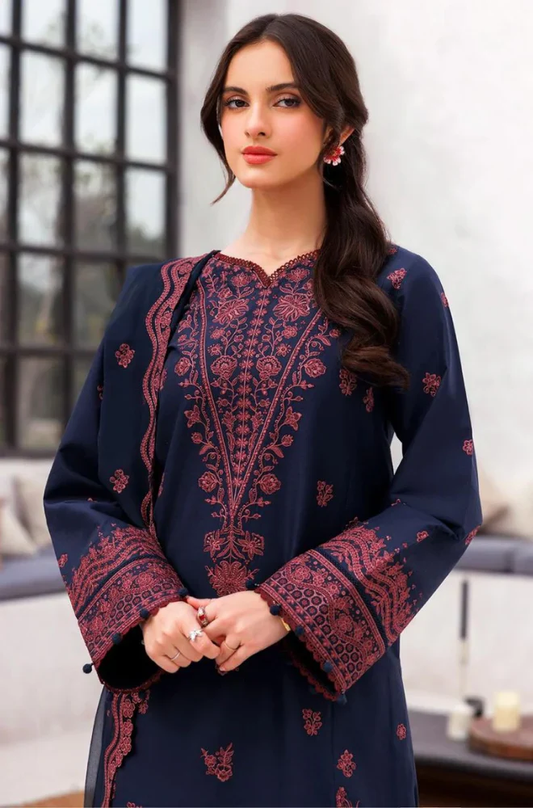 Jazmin - 3PC Unstitched Lawn Embroidered Suit - UA306