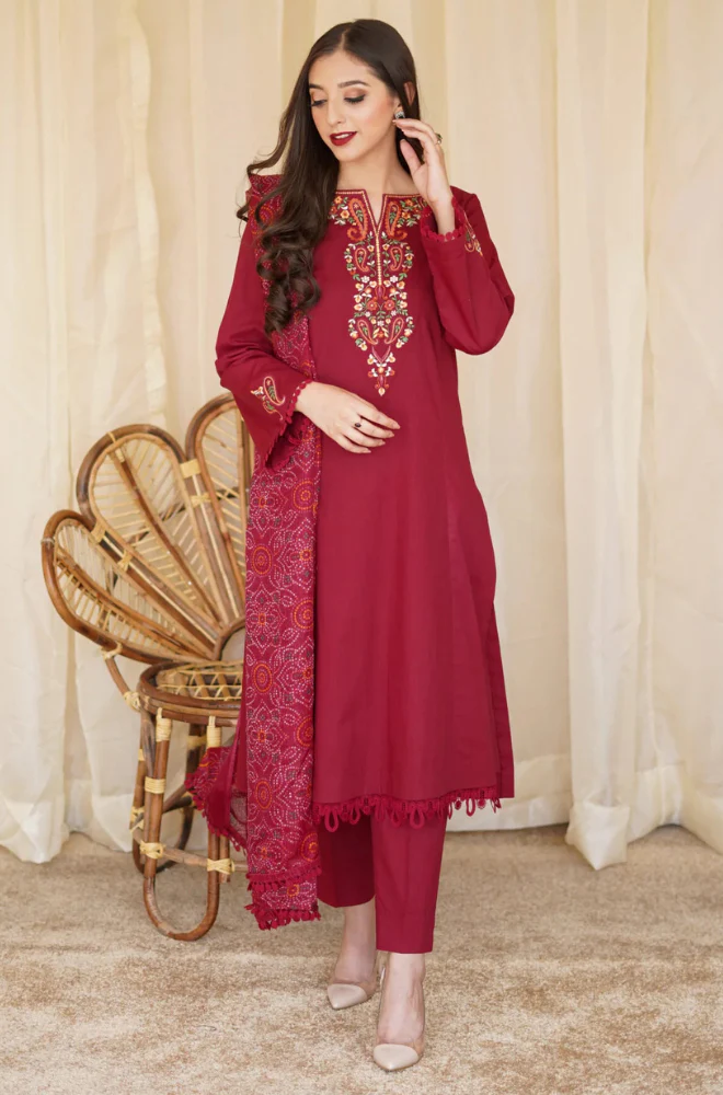 Asling - 3PC Unstitched Dhanak Embroidered Suit - UH245