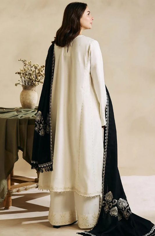 Zara Shahjahan - 3PC Unstitched Dhanak Sequence Embroidered Suit - US226