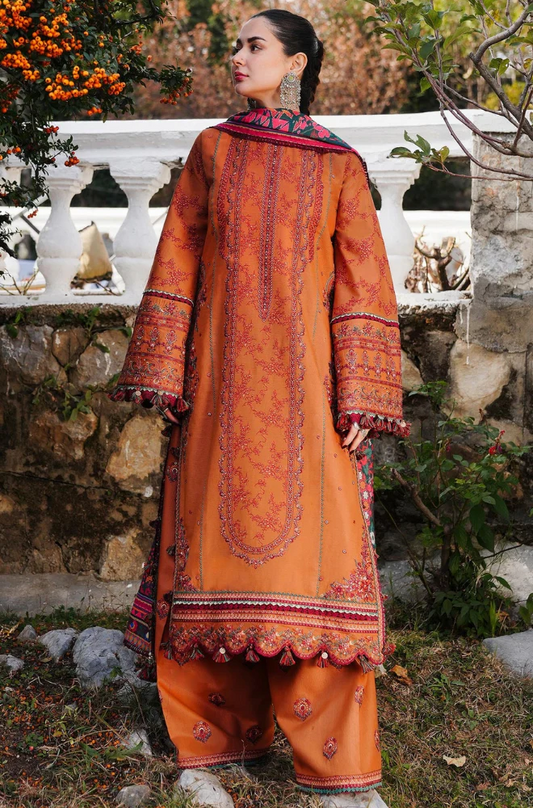 Hussain Rehar - 3PC Dhanak Embroidered Suit (Unstitched) - UH214
