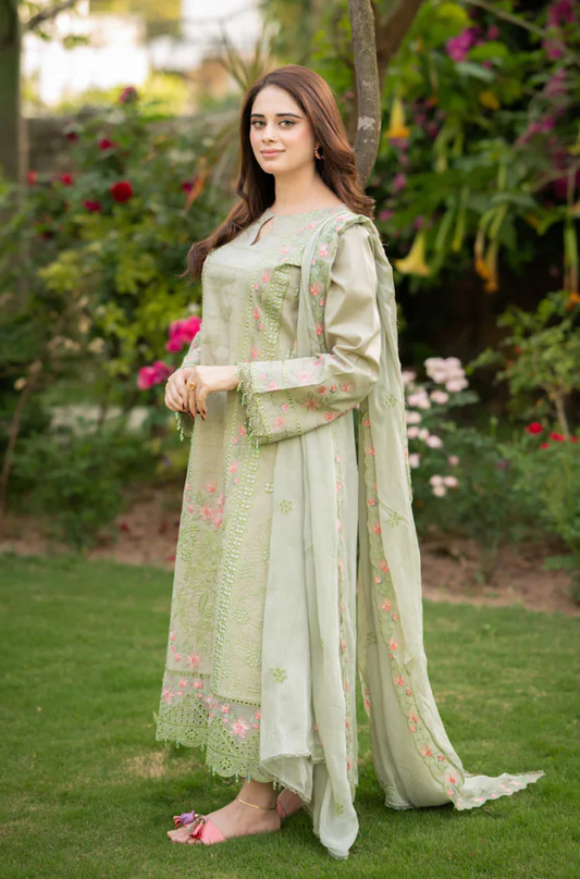 Cross stitch - 3PC Unstitched Lawn Embroidered Suit - UA281