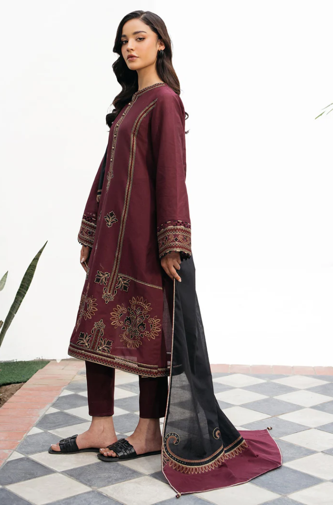 Jazmin - 3PC Unstitched Dhanak Embroidered Suit - US113