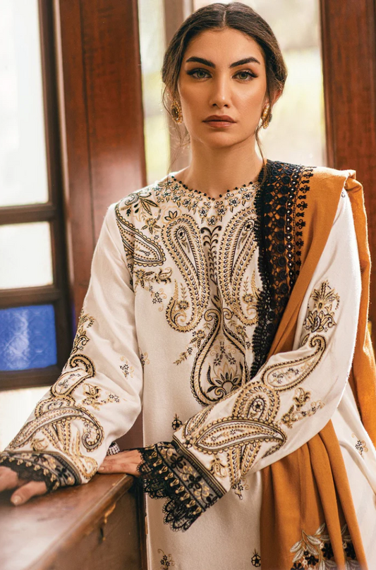 Mushq - 3PC Unstitched Dhanak Embroidered Suit - US131