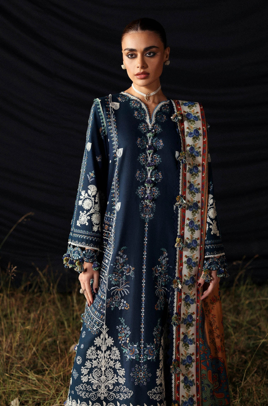 Hussain Rehar - 3PC Unstitched Lawn Embroidered Suit - UA240