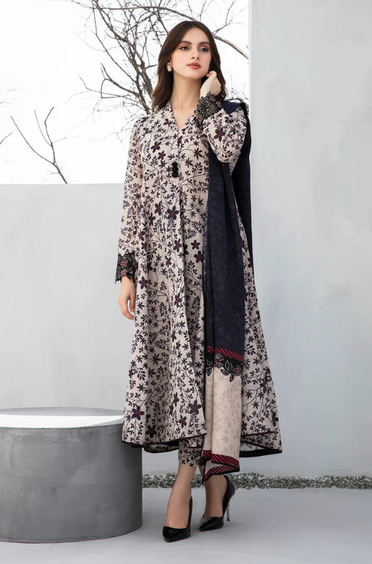 Baroque - 3PC Khaddar Digital Printed Suit (Unstitched) - UH296