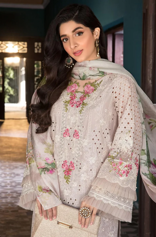 Elaf premium-3 Piece - Embroidered Lawn Suit (Unstitched) - UR0159