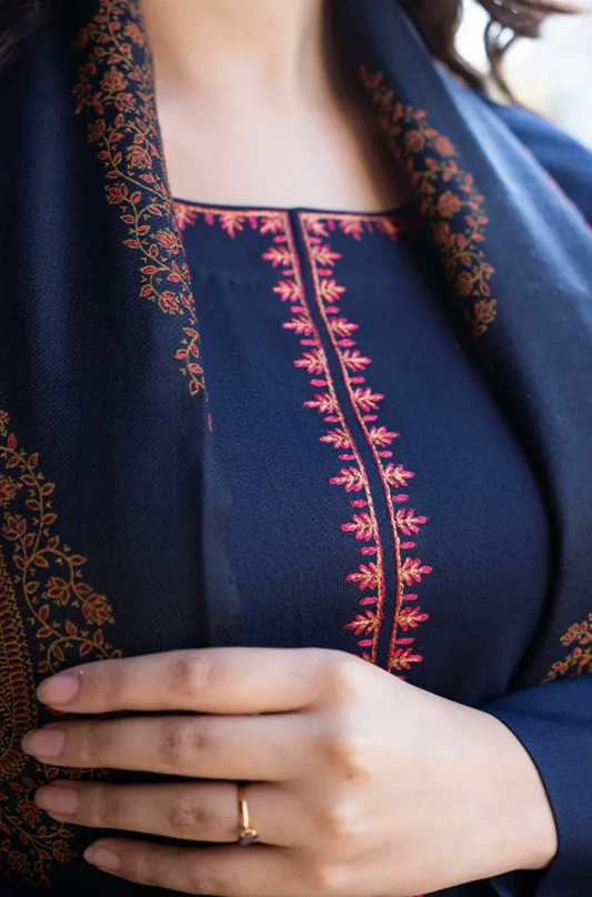 Asling - 3PC Unstitched Dhanak Embroidered Suit - UH246