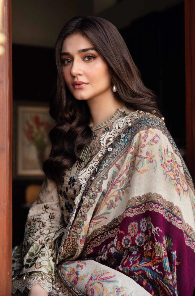 Hussain Rehar - 3PC Unstitched Dhanak Embroidered Suit - UH173