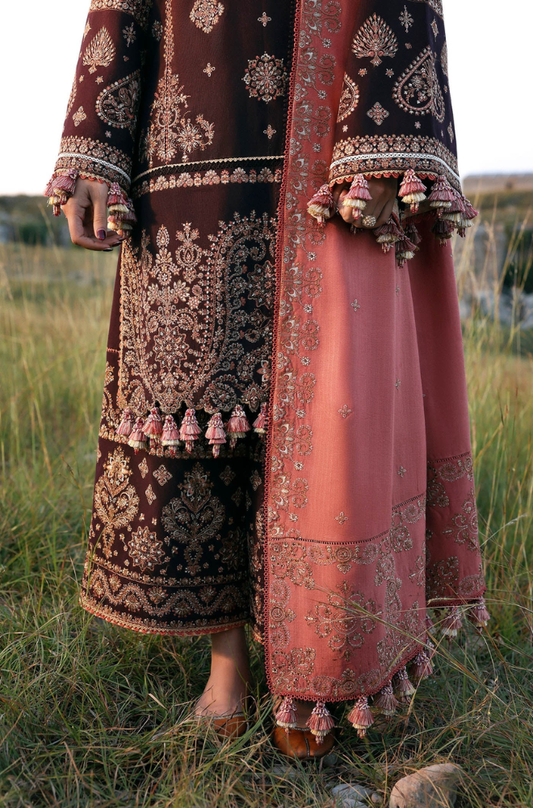 Hussain Rehar - 3PC Unstitched Lawn Embroidered Suit - UA246