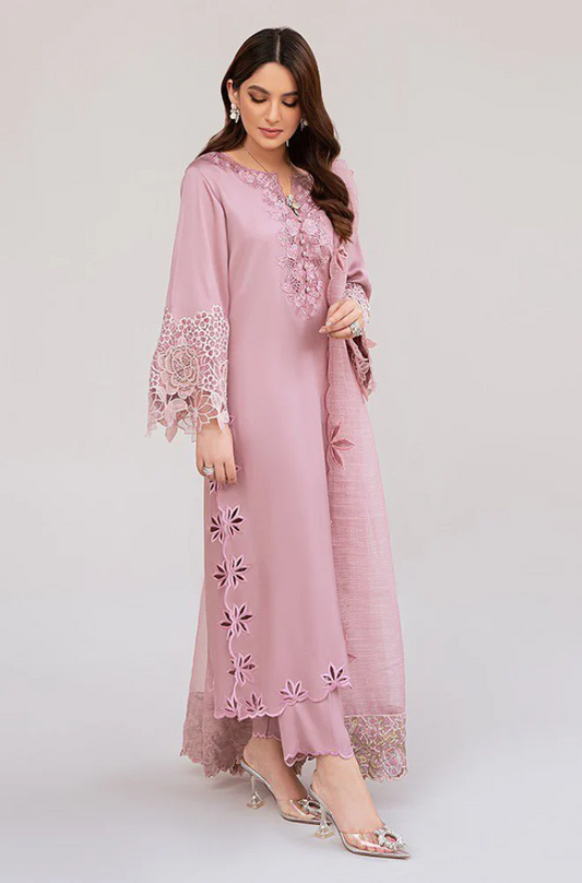 Nadia Farooqi - 3PC Dhanak Embroidered Suit (Unstitched) - UB057