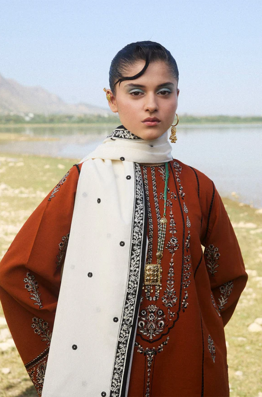 Elan - Premium- 3PC Unstitched Dhanak Embroidered Suit - US120