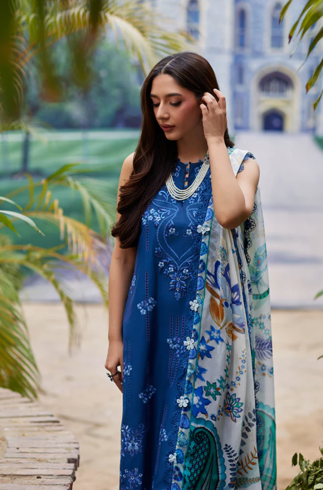 Mina-Hasan - 3PC Lawn Embroidered Suit (Unstitched) - UPM0137