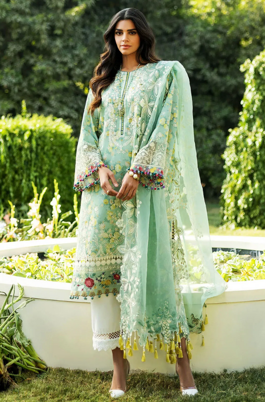 Siraa by Sadaf- 3PC Lawn Digital Printed and Embroidered Suit (Unstitched) - UPHB0156