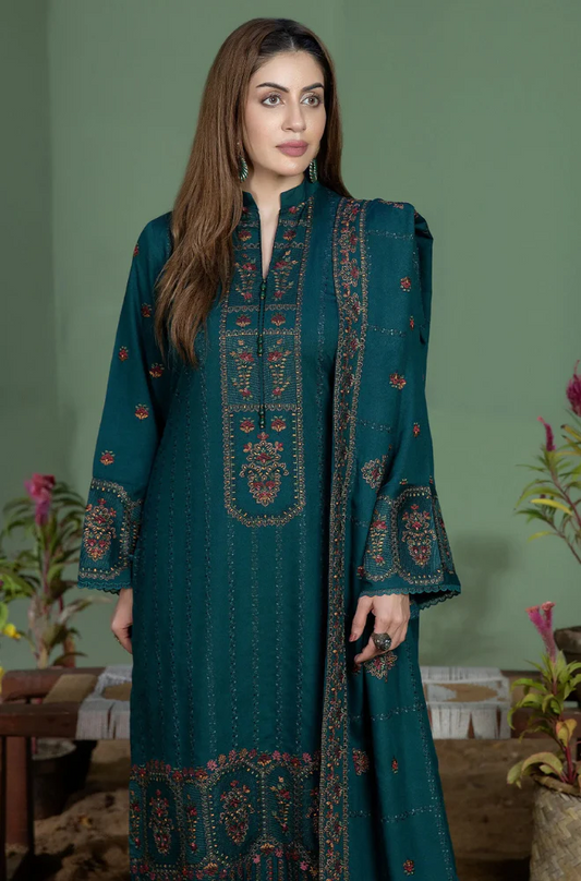 Mohagni - Winter 3PC Dhanak Embroidered Suit (Unstitched) - UA013
