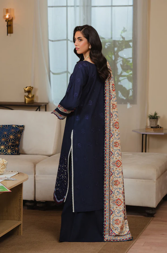 Mahnur - 3PC Unstitched Dhanak Embroidered Suit - US117