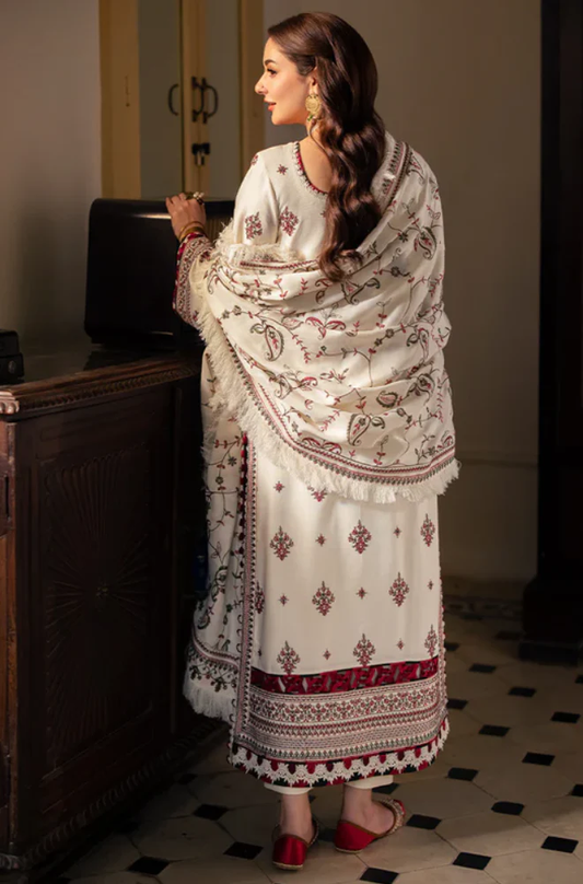 Asim jofa - 3PC Unstitched Dhanak Embroidered Suit - UH243